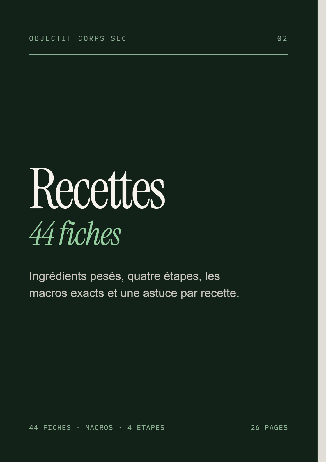 Objectif Corps Sec — Recettes, 44 fiches
